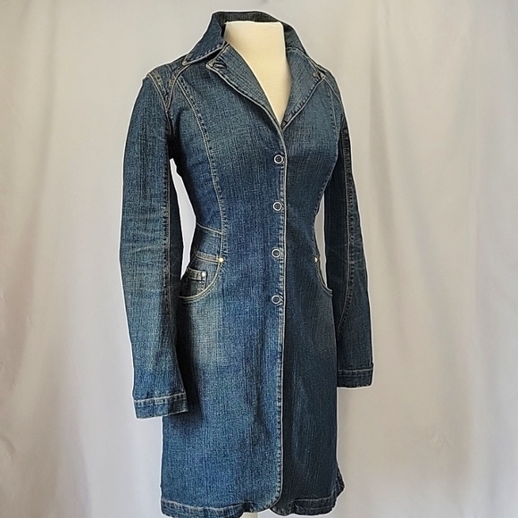 AG Adriano Goldschmied Long Denim Blazer Size Medium - Picture 1 of 13
